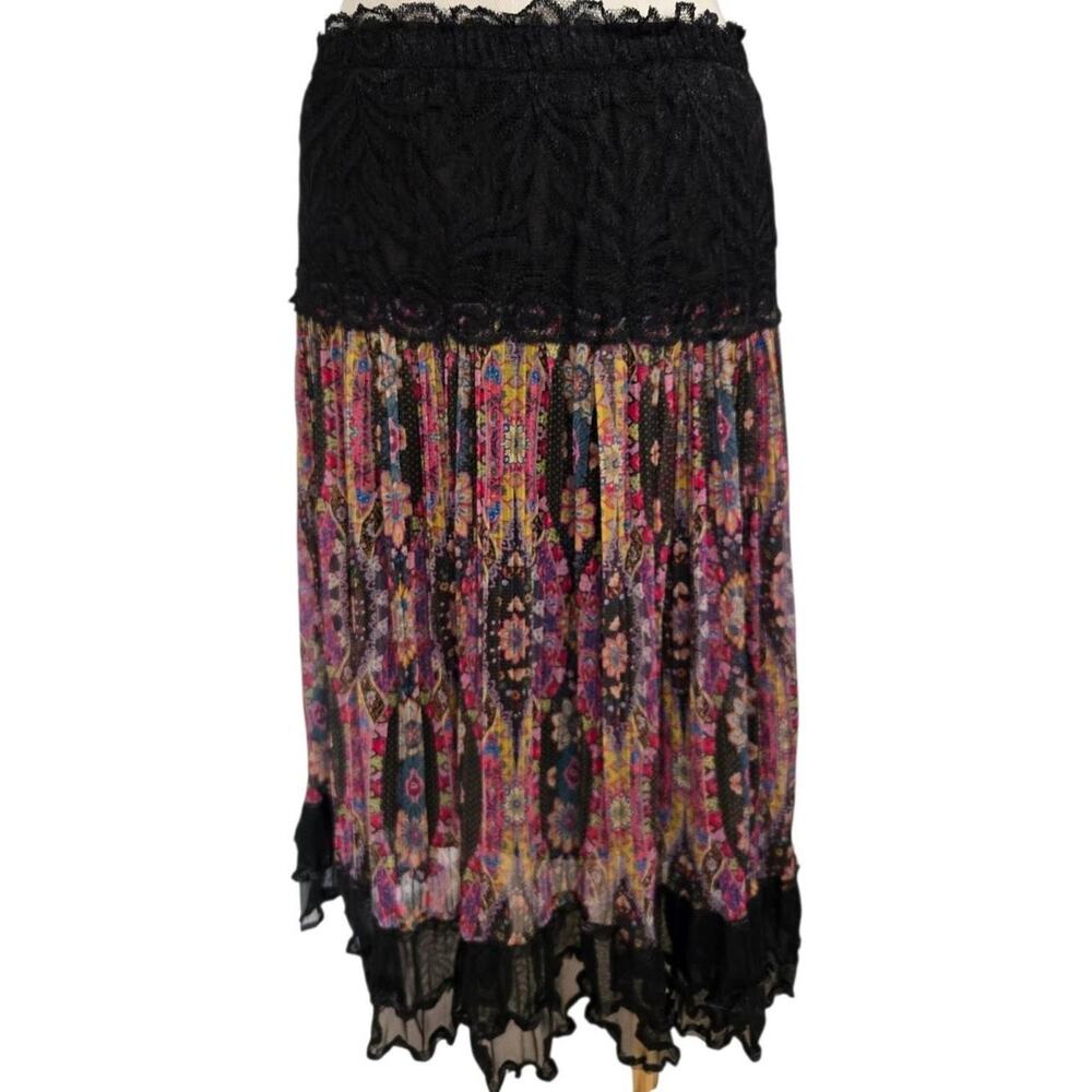Y2k boho lace midi skirt